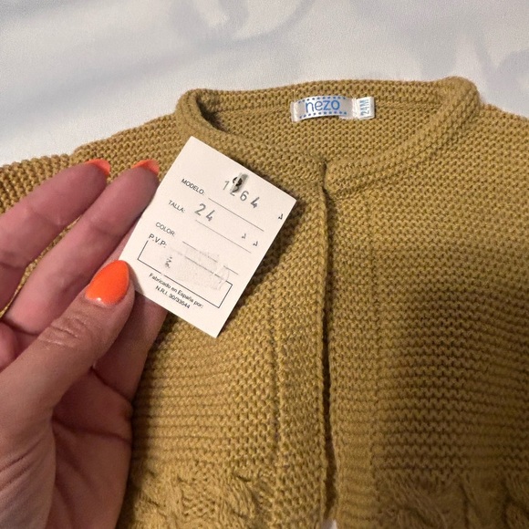 NWT Spanish Nezo dark tan knit cardigan size 24 months - Picture 6 of 7